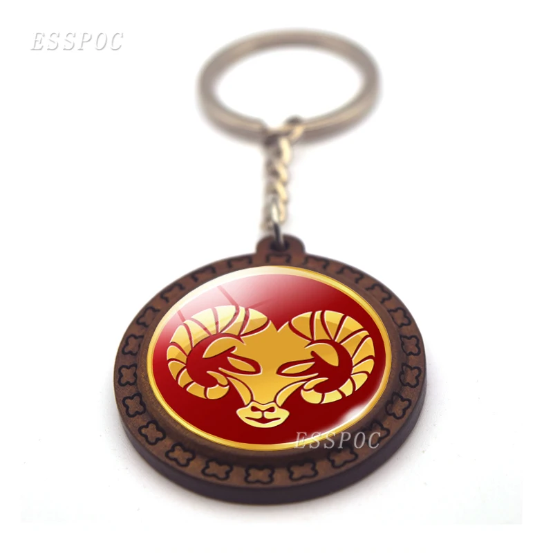 Цепочка для ключей ручной работы мужчин и женщин деревянная цепь с 12 созвездиями