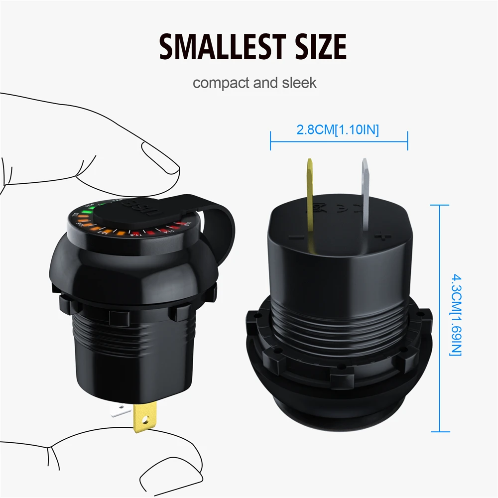 

Dual USB Quick Charge 3.0 Car Charger 12V/24V 36W Waterproof Fast Charger Socket Power Outlet with Voltmeter LED Display for Car