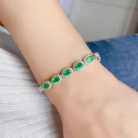 gemicro jewelry 100 natural classic emerald bracelet with 5 pieces of gemstones size of 4x6mm and 925 sterling silver for women