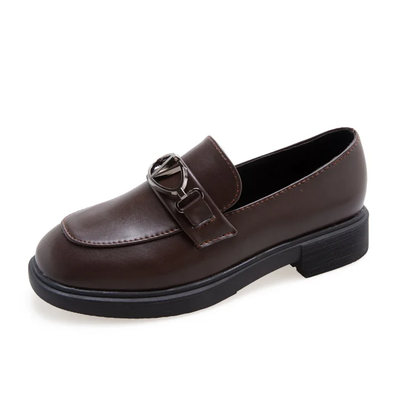 Женские кожаные туфли в британском стиле коллекция 2019 года сезон осень черные