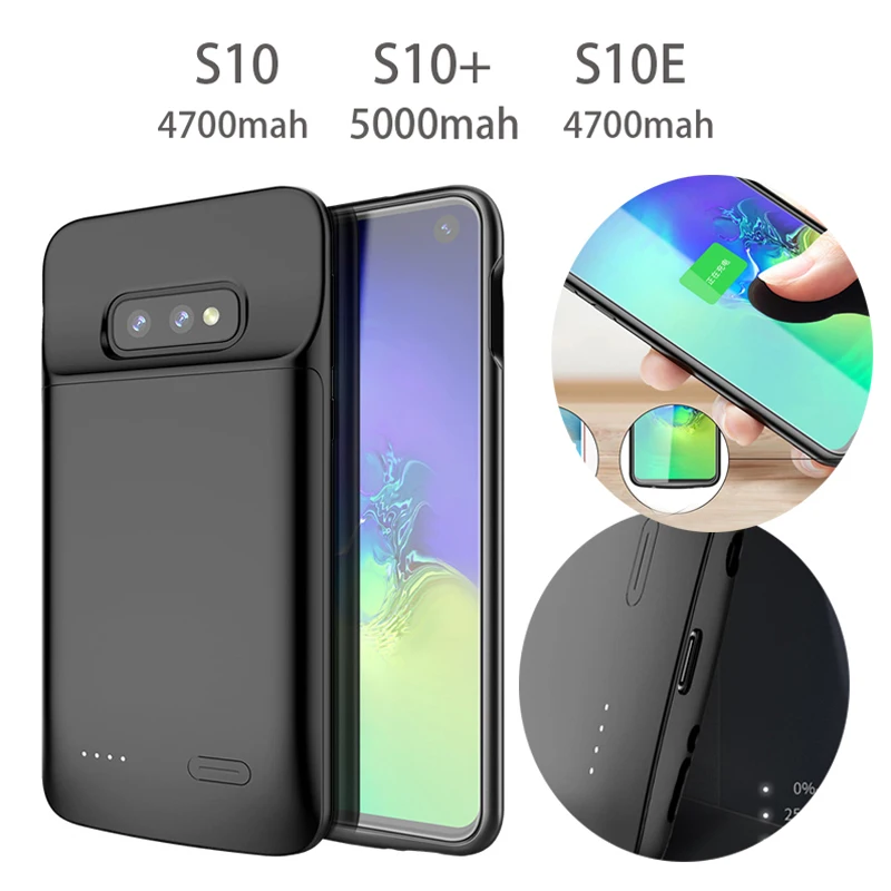 Чехол с зарядным устройством для Samsung Galaxy S10 S10e тонкий силиконовый ударопрочный