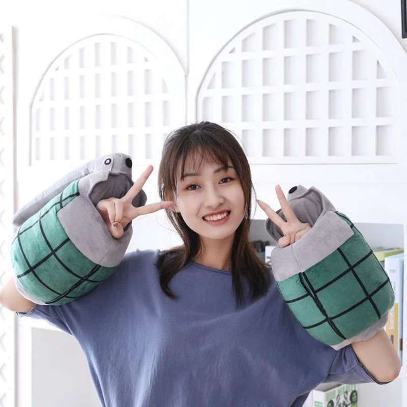 

Anime Grenade Warm Plush Gloves Soft Pillows Stuffed Toys Fingerless Mittens Arm Warmers Wrist Weapon Cosplay Costume