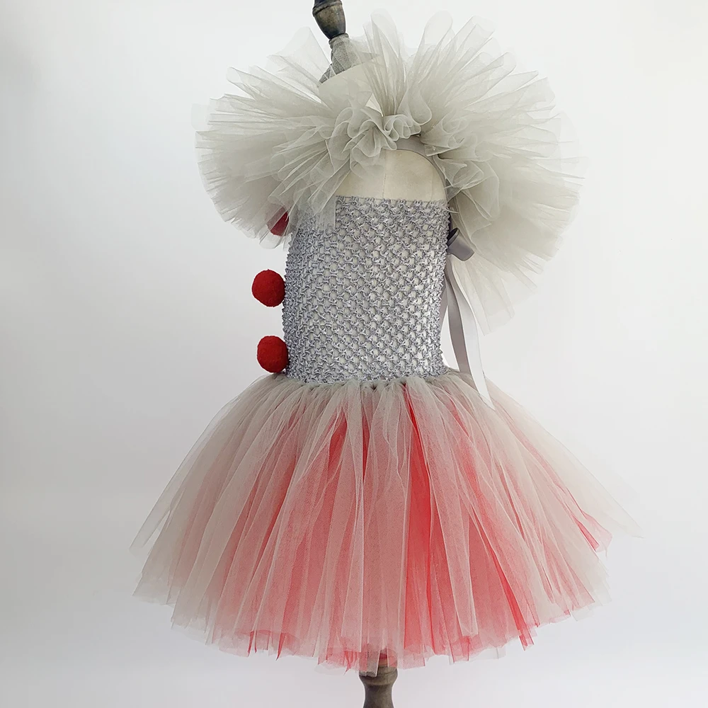 Костюм для косплея Джокера пеннивайза девочек платье клоуна на Хэллоуин