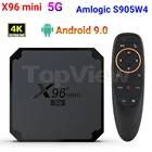 Android 9,0 Media Player X96mini 5G Amlogic S905W4 Мали 450MP 2,4G 5G Dual Wifi 100M LAN, 4K H.265 HEVC HD Декодер каналов кабельного телевидения ТВ коробка