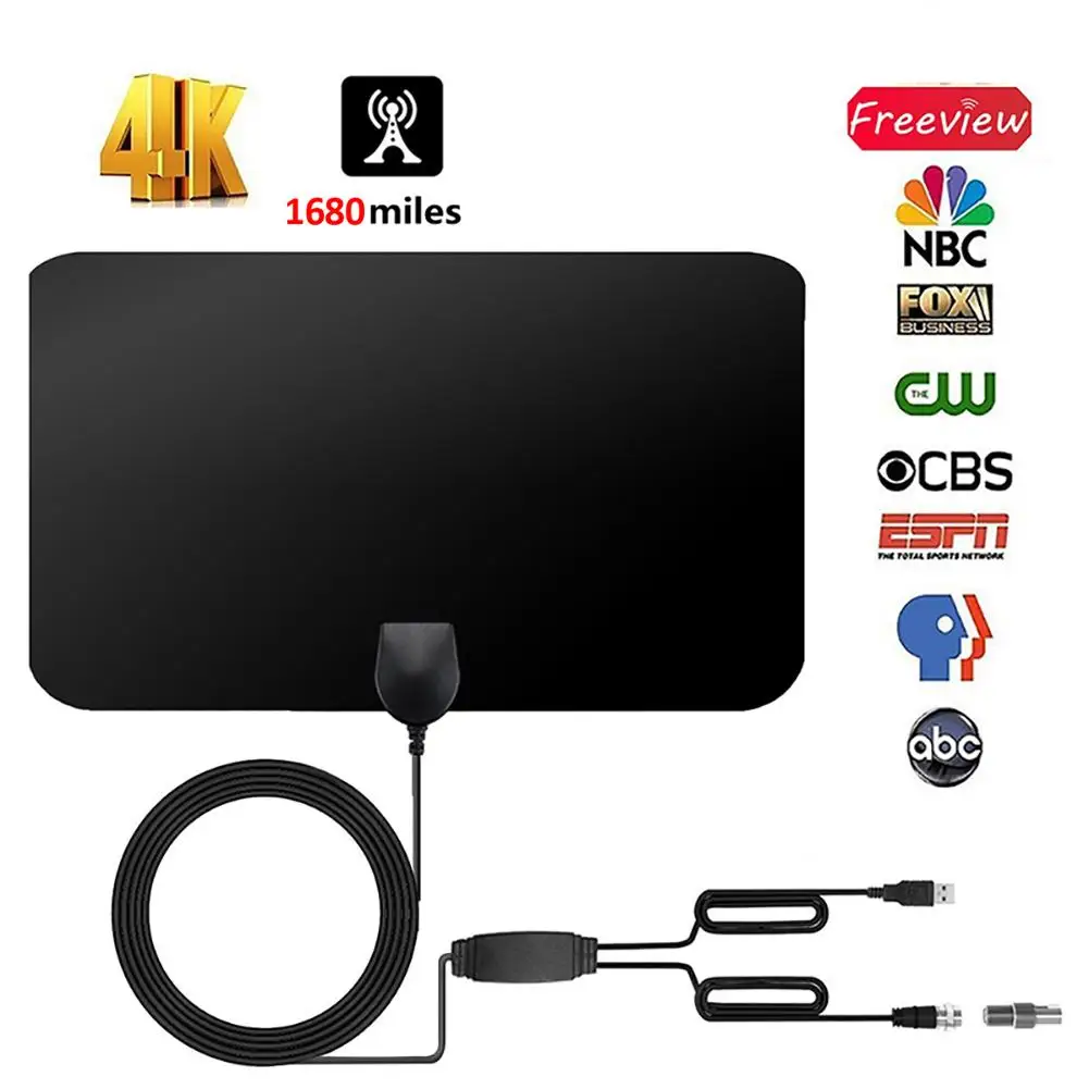

4K Digital Antenna HDTV Aerial Indoor Amplified Antenna 1680 Miles Range With HD1080P DVB-T2 Freeview TV For Life Local Channels