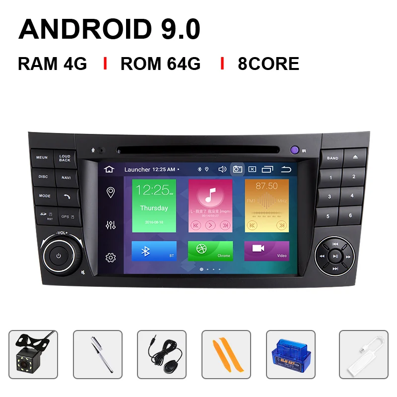 64ROM Carplay OBDCam DSP 2 din Android 9 автомобильный DVD мультимедиа для Mercedes Benz e-класс W211 E200 E220 E300E350 E240E280 CLS класс W219 gps Радио Аудио - Цвет: 64ROM Carplay OBDCam