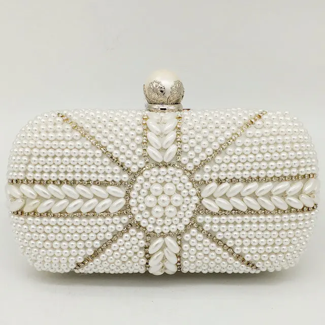 MIL1180-WHI Boutique De FGG элегантная жемчужная застежка белые женские вечерние сумки с бисером официальные свадебные вечерние сумки и кошельки Сумка-клатч невесты - Цвет: MIL1180-WHI
