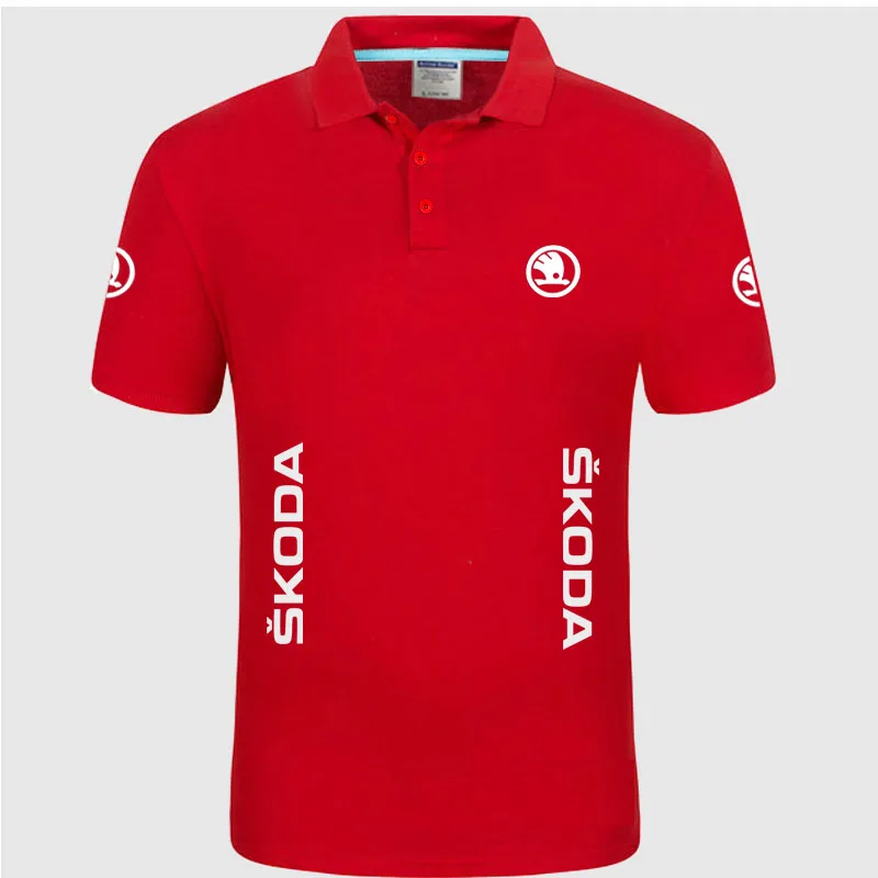 

Unisex shirts Summer High quality brand Skoda logo polo short sleeve shirt Fashion casual Solid Polo Shirt