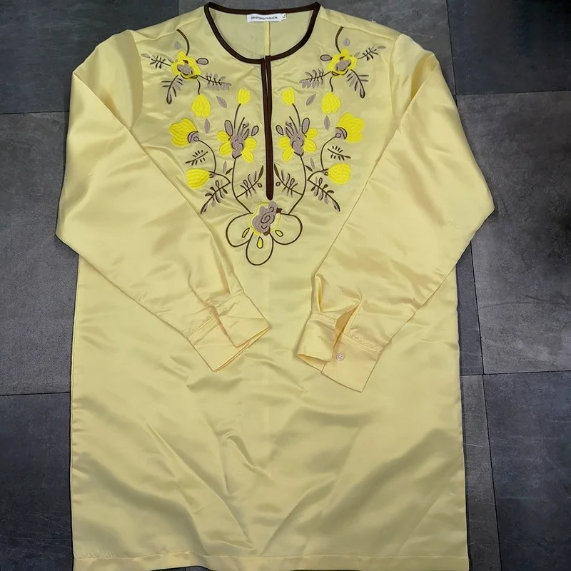 African Men Dashiki Long Sleeve Shirt Vintage Floral Print Rich Bazin Man Tops Casual Plus Size Male Shirts Africa Traditional