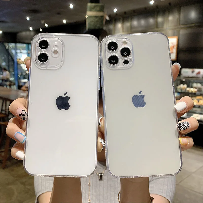 

Simplicity Transparent Phone Case For iPhone 12 11 Pro Max X XR XS Max 8 7 6S Plus SE2 Shockproof Soft Silicone Full Lens Cover