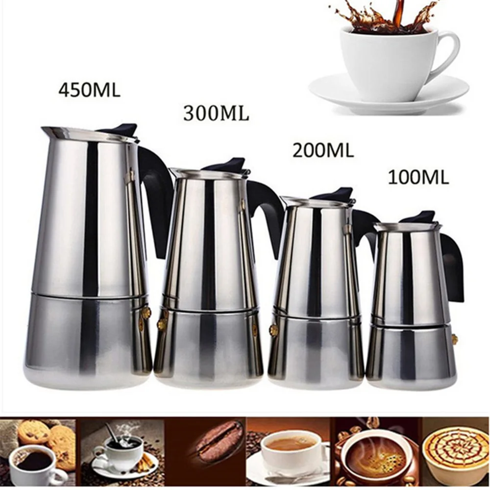 2/4/6/9 чашки кофейник из нержавеющей стали Mocha эспрессо латте фильтр Moka Percolator