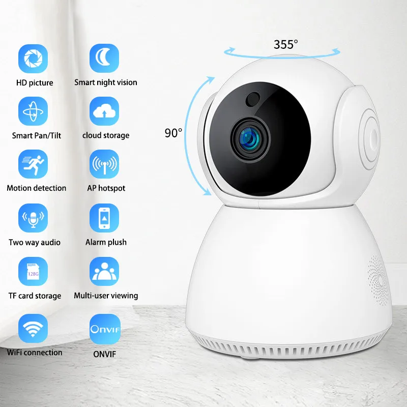 

Беспроводная IP-камера видеонаблюдения QZT, Wi-Fi, ночное видение, 360 °