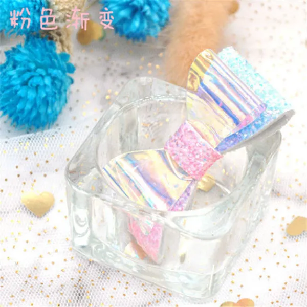 pink gradient 40 шт./партия Прозрачные лазерные Детские бантики для волос Радужный Блеск заколки с зажимом Блестящие Девушки принцесса головной убор украшение для волос - Цвет: pink gradient