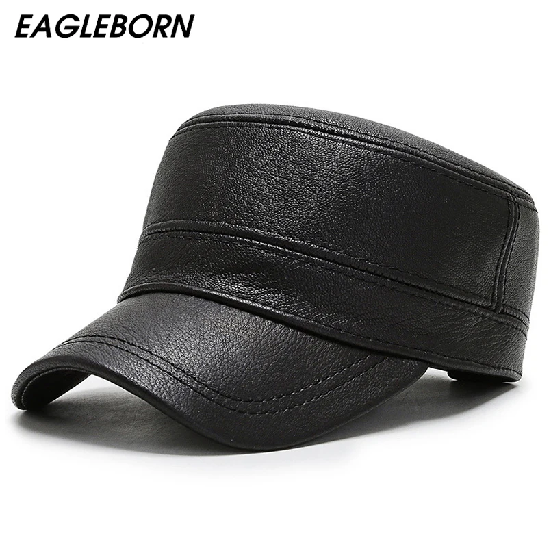 Зимняя шапка из воловьей кожи мужская для папы военная теплая плотная Дедушки