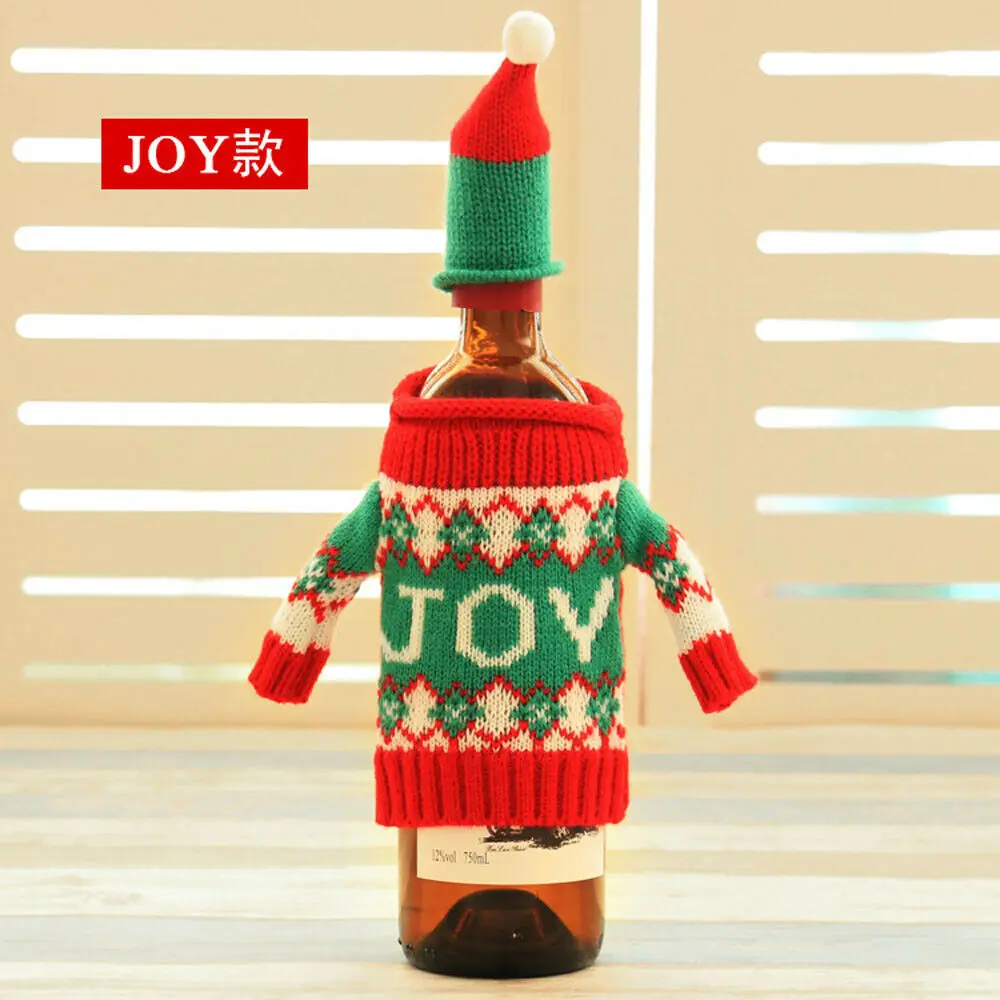 JOY Крышка+ одежда крышка бутылки вина одежда настольная бутылка для Декор для вечеринки Рождества Фирменная Новинка Рождественская бутылка вина крышка - Цвет: JOY