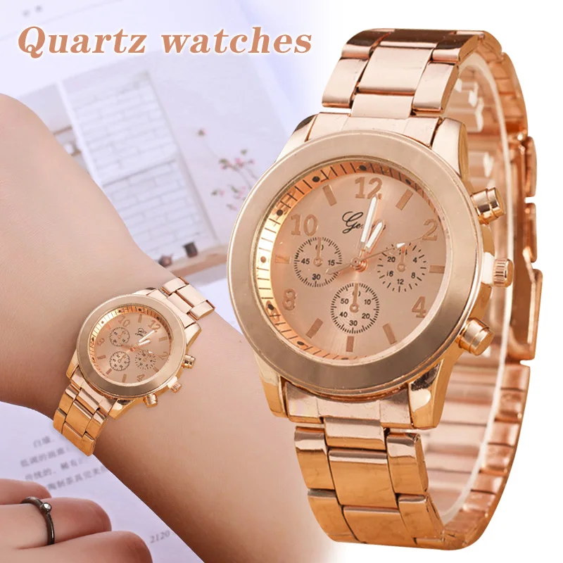 

Casual Women Men Quartz Watch Round Dial Wrist Watch with Steel Strap Business Watch LXH