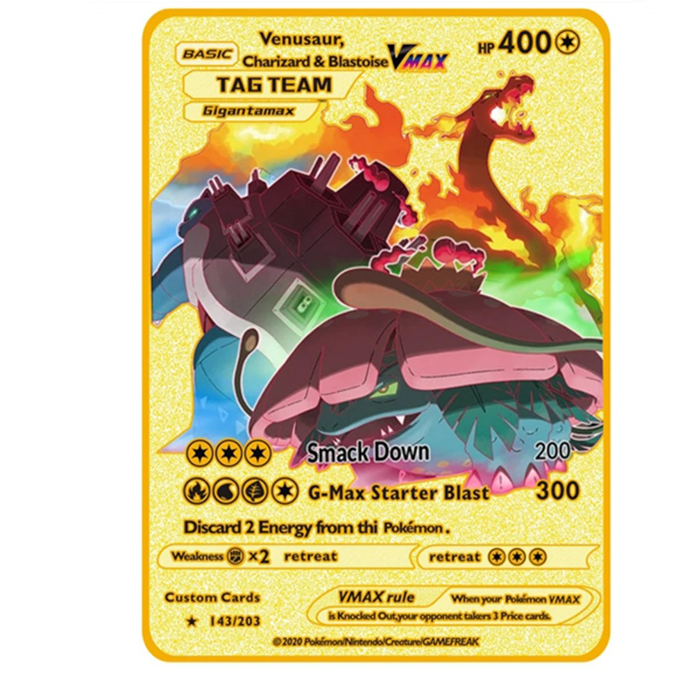 Английский Покемон карточка Charizard Venusaur Max Vmax Gx Золотая коллекция с покемонами