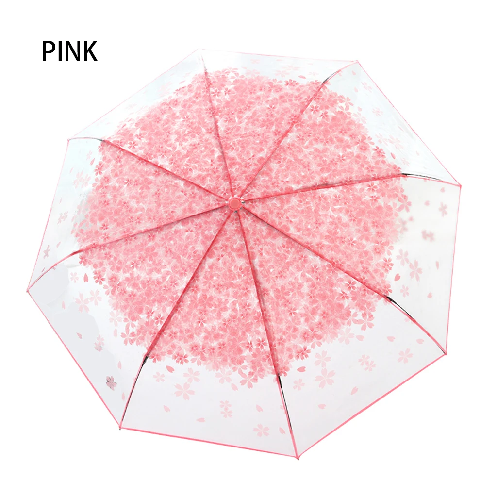 pink Новинка 1 шт. зонт, Складывающийся втрое Для женщин прозрачный ясный вишневый цвет гриб Аполлон Сакура складной зонт от солнца, дождя Зонтик - Цвет: pink