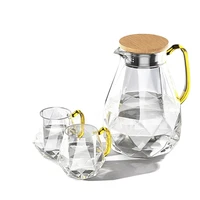 glass water ware diamond transparent gold handle 1 8l cold kettle cup coffee tea set gas bar decoration home kitchen supplies