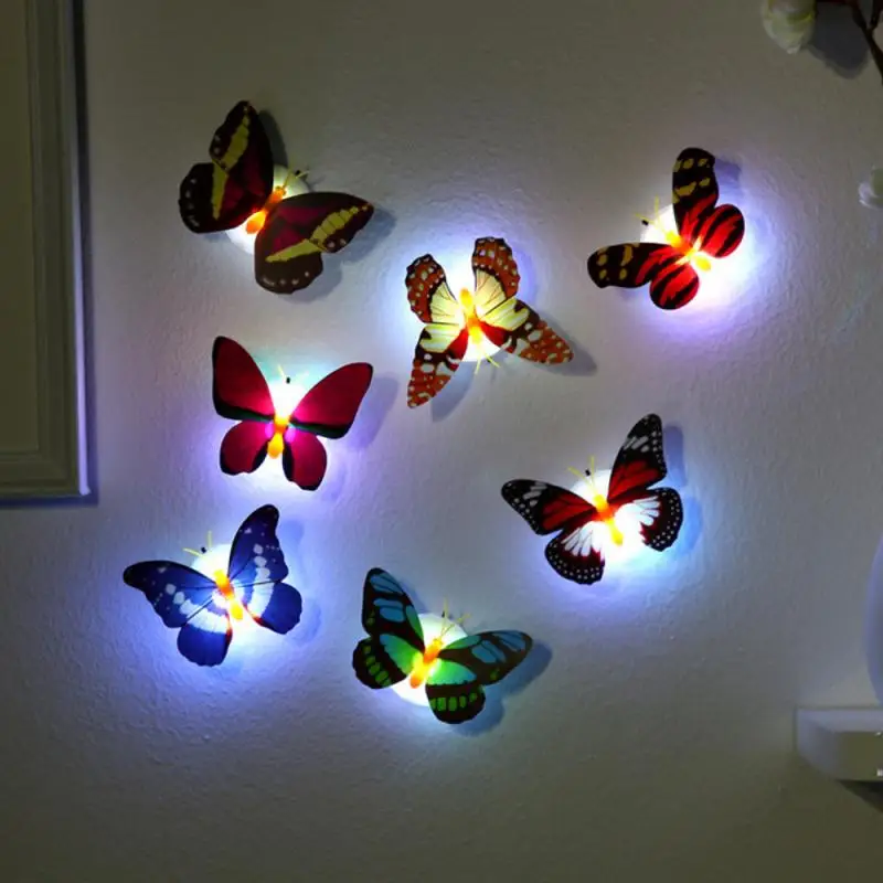 

Светодиодная настенная лампа-бабочка, самоклеящийся ночсветильник без запаха, украшение для дома вечерние, 5 шт., семь цветов