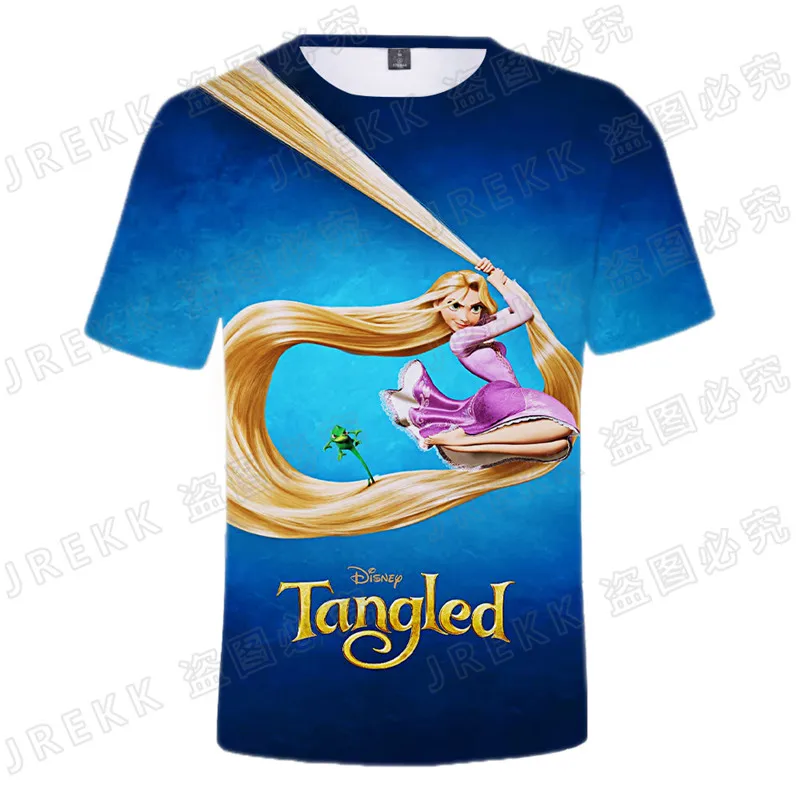 Новинка лета 2022 футболка с 3D принтом из мультфильма Рапунцель для мужчин женщин и