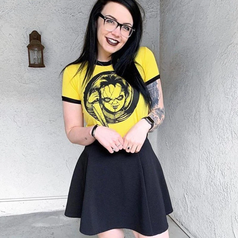 Женский укороченный топ InsGoth Готическая уличная одежда в стиле панк женские