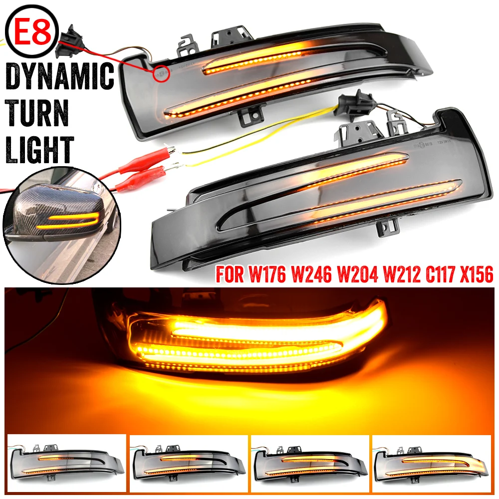 

2pcs Dynamic Turn Signal LED Light Side Mirror Indicator For Mercedes Benz W204 CLA A B C E S GLA GLK CLS Class W176 W212