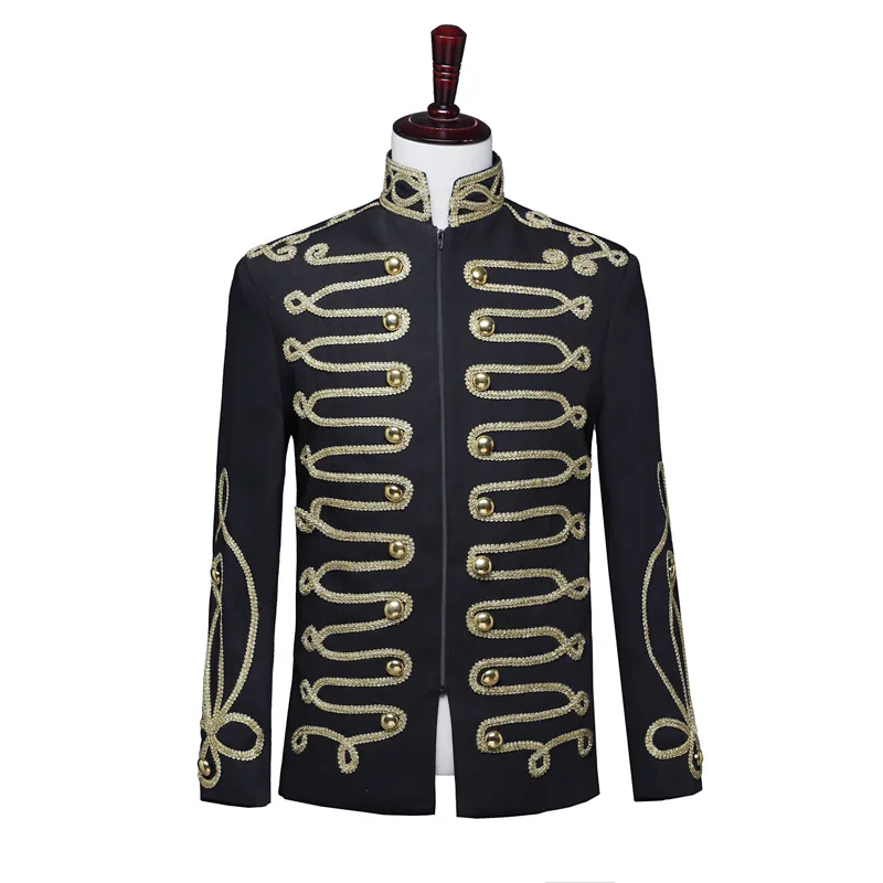 Victorian Palace Court Nobleman Jacket Tuxedo Military Hussar Footman Bandsman Formal Wear Dress Stand collar Punk Coat For Men |