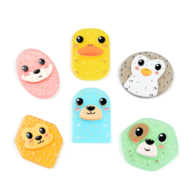 

50PCS Candy Colors Cute Animal Emoticons Jewelry Accessories Hand Made Earrings Connectors DIY Pendant Components Charms