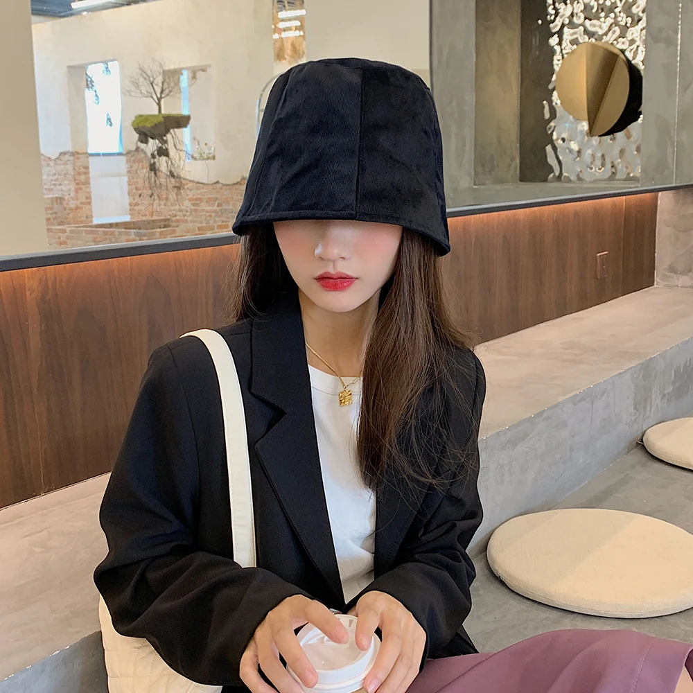 

Bucket Hat Female Korean-style Versatile Black Hat Autumn and Winter Korean-style Brand Versatile Shading Japanese-style