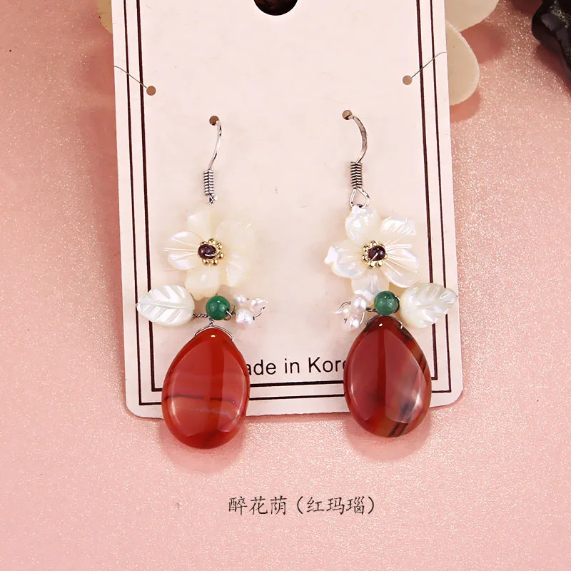 Женские серьги подвески с пресноводным жемчугом этнические из натурального