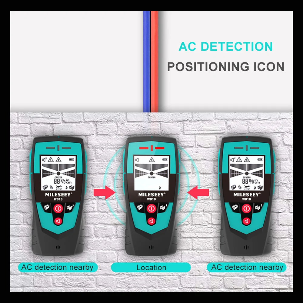 Mileseey ручной детектор стены с большой площадью Сенсор металлодетектор Stud Finder
