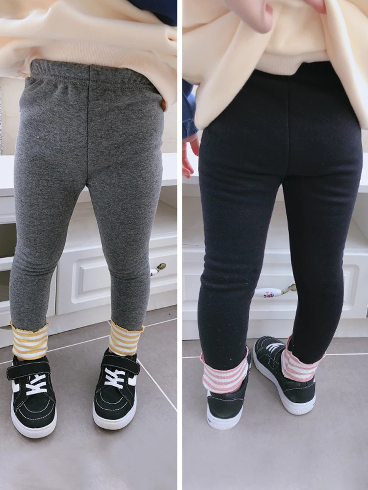 

Леггинсы для девочек, новинка осень-зима 2019, повседневные Бархатные брюки для маленьких девочек, детские тонкие брюки, теплые леггинсы для м...