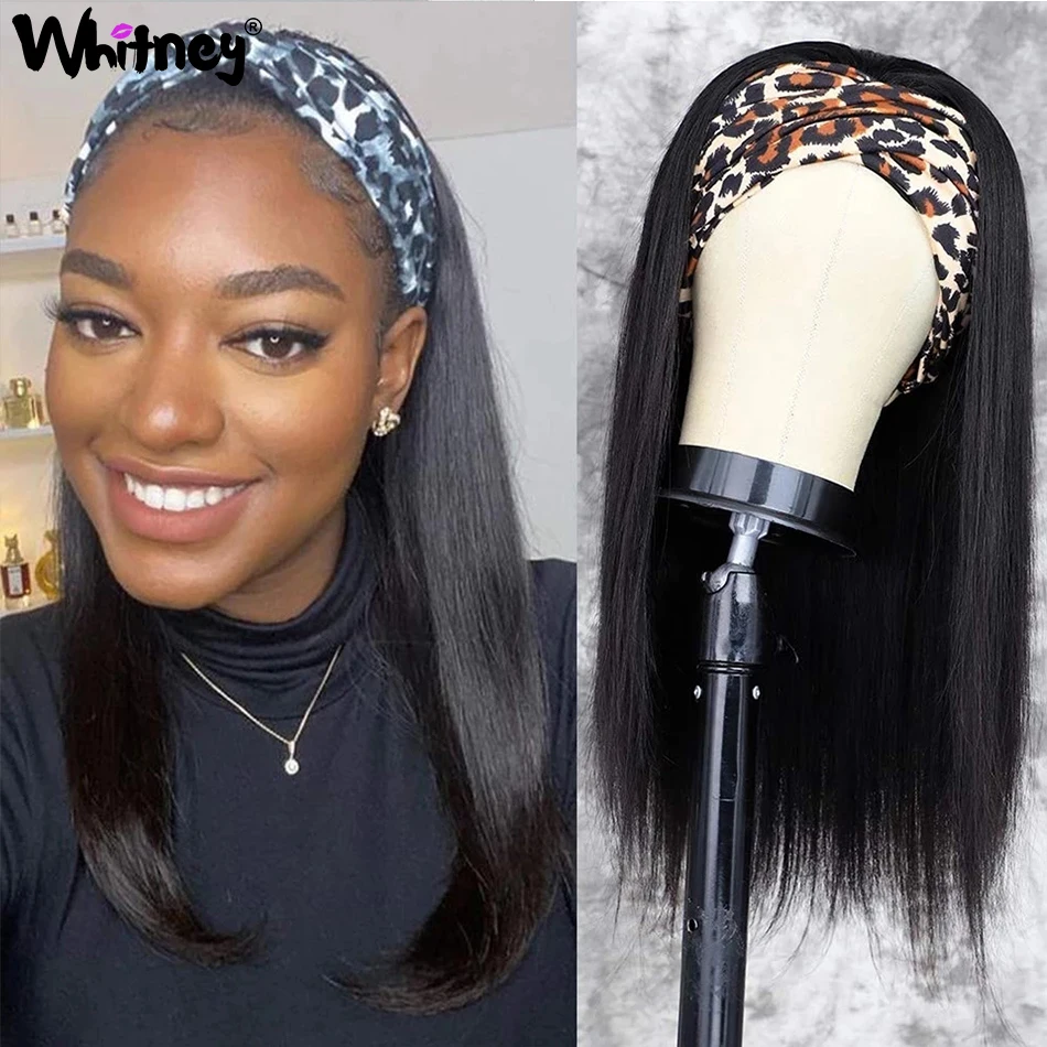 

Bone Straight Headband Wig 100% Human Hair Brazilian Virgin Hair Straight Headband Wigs For Women No Glue Quickly Install Wig