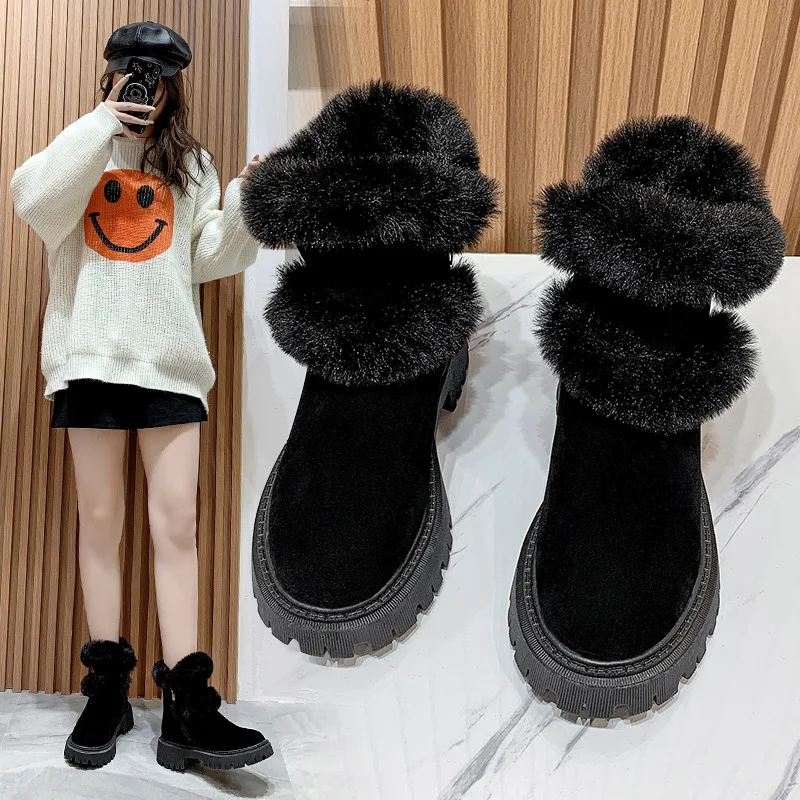 

Брендовая женская обувь, австралийские сапоги с круглым носком, зимняя обувь на молнии, сапоги-женские модные осенне-зимние сапоги до серед...