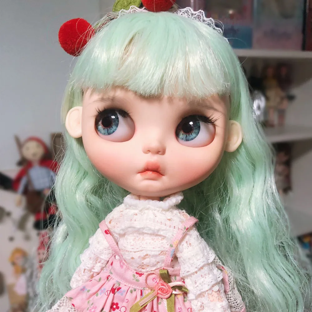 1/6 blyth кукла игрушка bjd совместное тело белый с кожей мятно зеленым длинные волосы