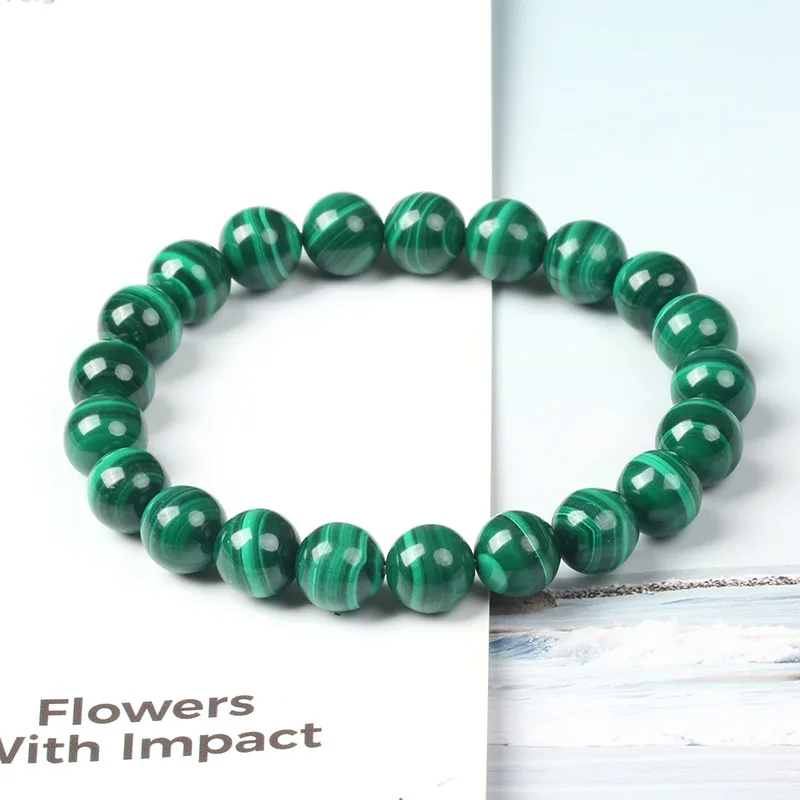 

Natural Malachite Elastic Bracelet Charm stone bead healing elastic bracelet for men and women Party wedding gift Fine jewelry