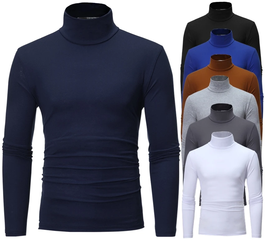 

2021 New Solid Color T Shirts Male Slim Fit Long Sleeve T Shirts Black White Men tshirt Tops M-3XL