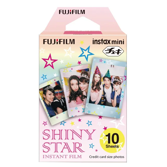 10-200 sheets Fujifilm instax mini 9 film white/Color Edge 3 Inch wide film for Instant Camera mini 8 7s 25 50s 90 Photo paper - Color: Stars 10 Sheets