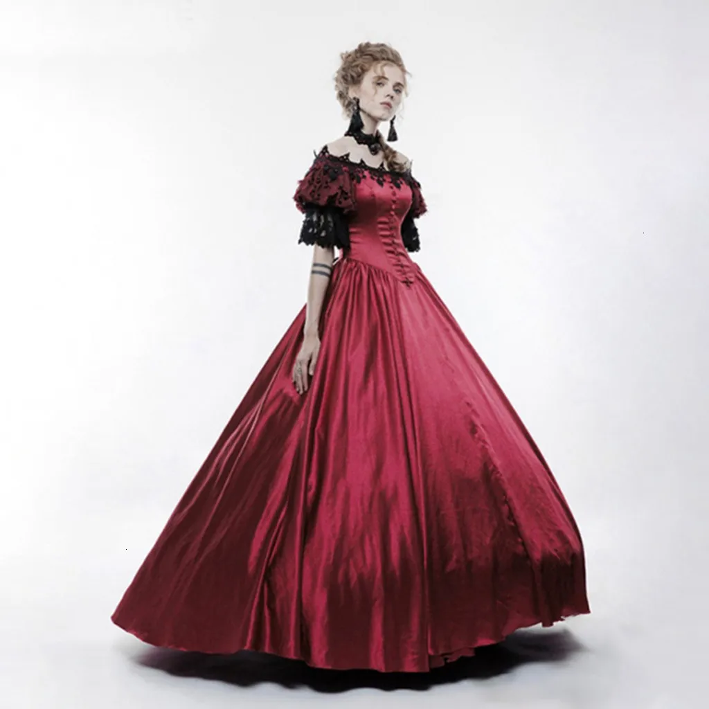 Женское винтажное платье макси с открытыми плечами в средневековом стиле