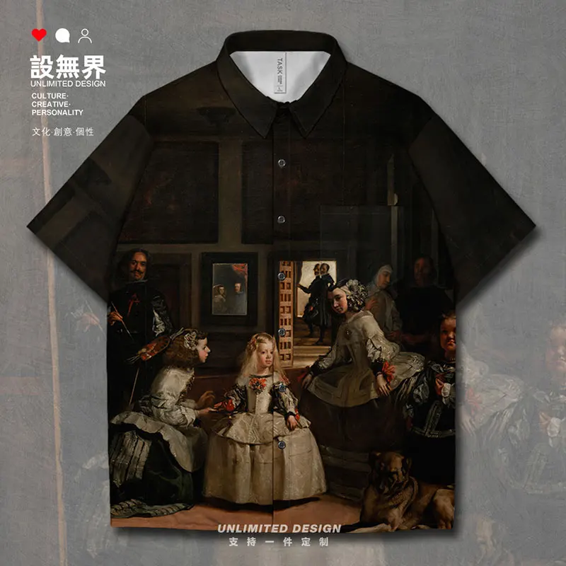 

World famous smoker's box Las Meninas Short-Sleeved shirt Shirts mens casual button up Blouses Print clothing Summer Clothes