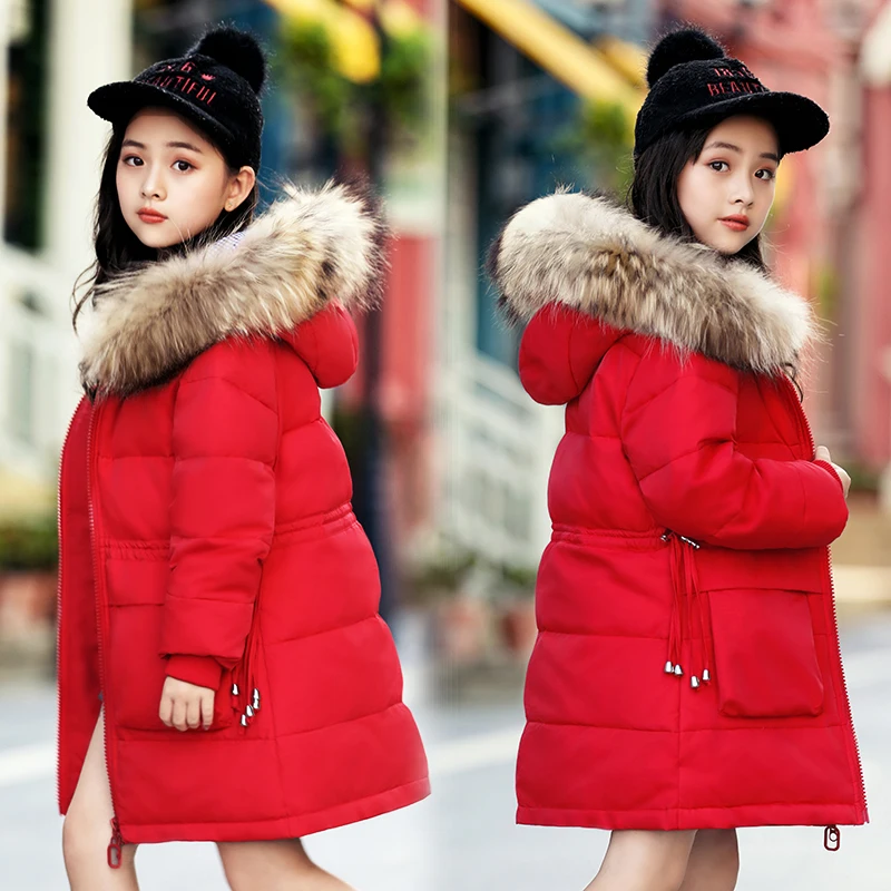 От 3 до 14 лет зимняя куртка для девочек Толстая теплая пуховая детский зимний