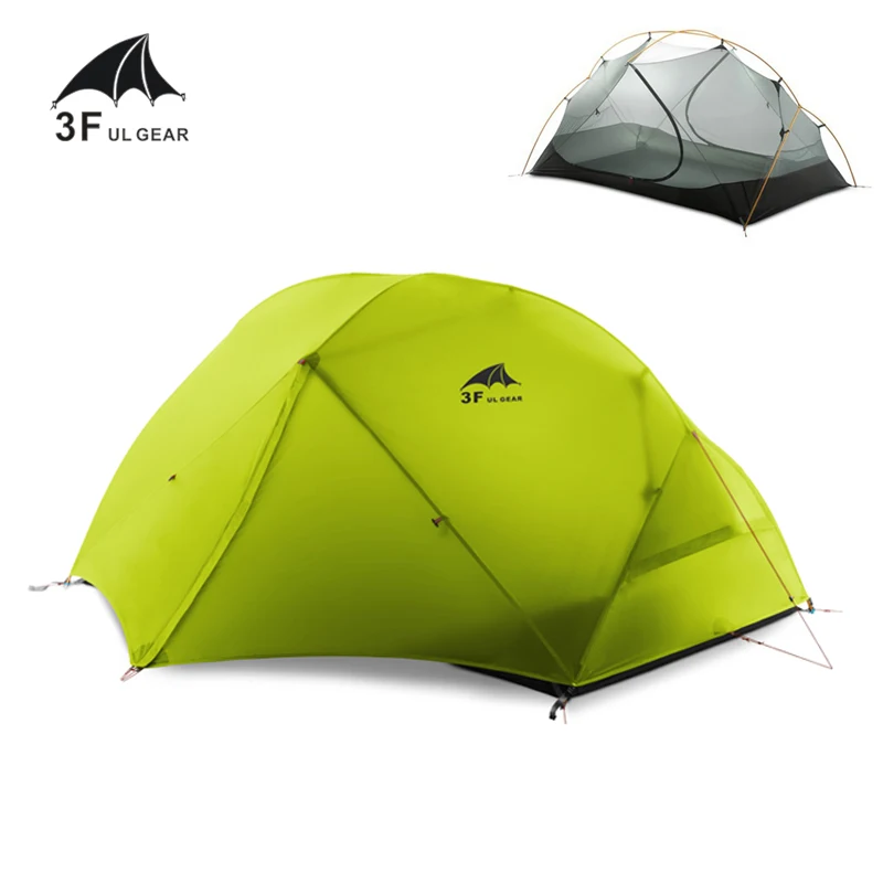 Verkaufen 3F UL GETRIEBE Zelt 15D Silikon 2 Person Ultraleicht Reise Zelt Doppel Schicht Outdoor Wandern 3-4 Saison Camping Zelt Mit Kostenloser Matte