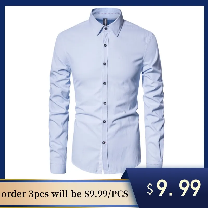

Nice Spring Top Quality Cotton Long Sleeve Shirt Men Turn-down Collar Button Up Mens Dress Shirts Casual Social Men's Shirts