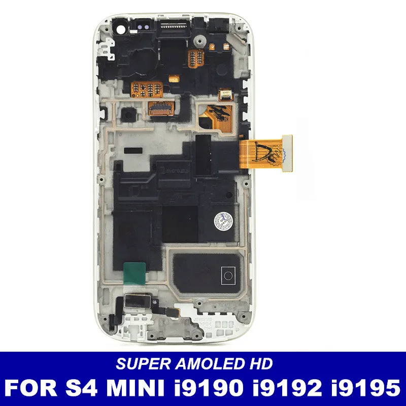 Хорошо работает супер AMOLED lcd для samsung Galaxy S4 Mini I9190 i9192 i9195 сенсорный экран дигитайзер с заменой рамки
