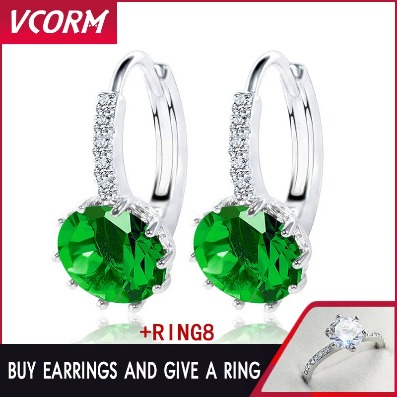 

VCORM New Fashion 7 Colors AAA CZ Element Dangle Drop Earrings 2020 For Women Wedding Party Crystal Earrings Jewelry Buy 1 Get 1