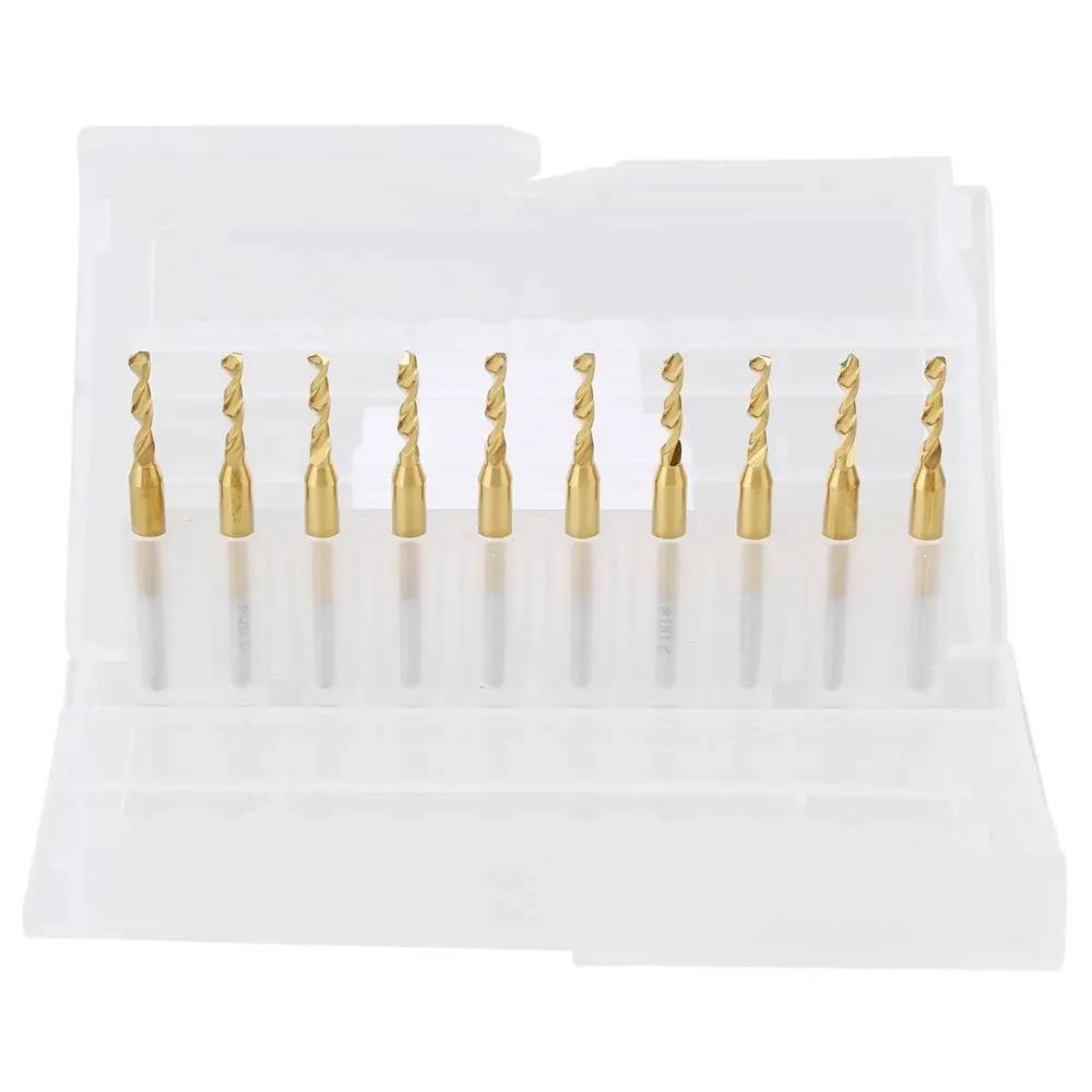 

10pcs 2.0x3.175mm Titanium Coated Carbide Micro Drill Bits PCB CNC Tools
