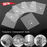 10pcs transparent strong self adhesive door wall hangers hooks for silicone storage hanging kitchen magic bathroom accessories