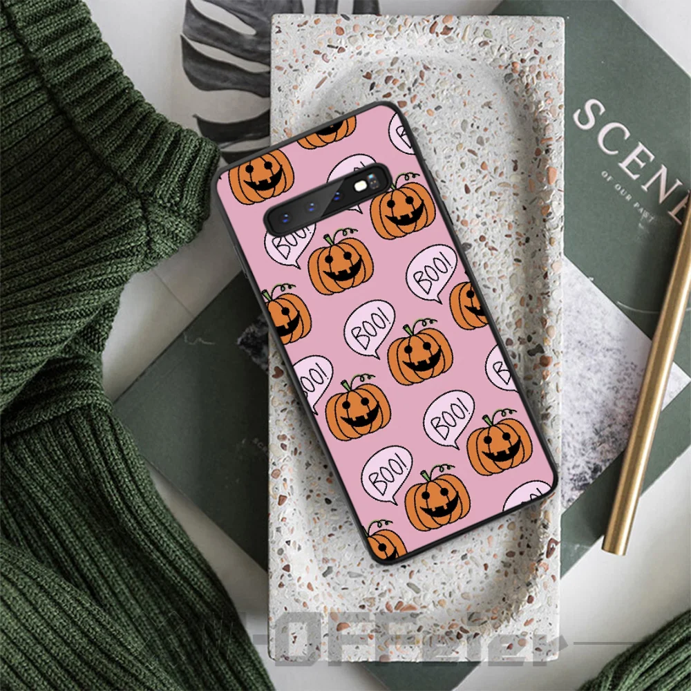 

Reayou Pumpkin Halloween Bat TPU black Phone Case Cover Hull for Samsung S9 plus S5 S6 edge plus S7 edge S8 plus S10 E S10 plus