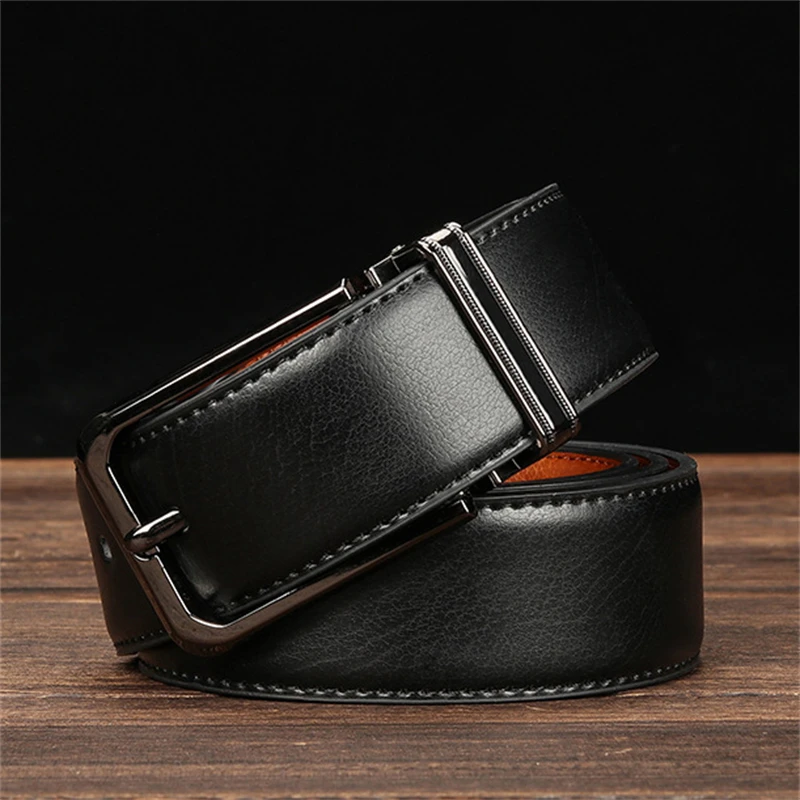 2023 New Belts Cowhide  Belts Men Pin Buckle Jeans Waistband Male Black Brown Two Sides Pure Color Belt all-match